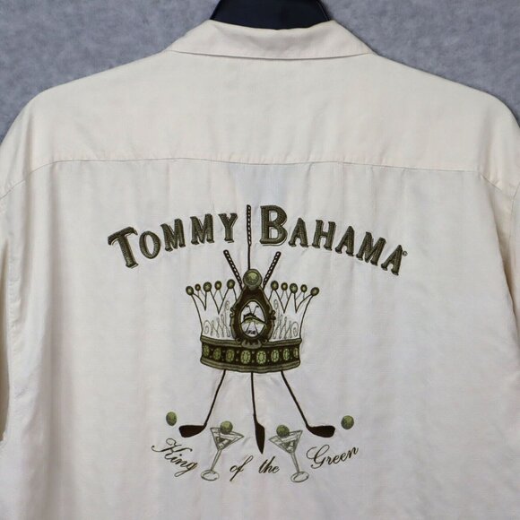 Tommy Bahama King Of The Green Golf Silk Camp Shirt Short Sleeve Mens XL Texture - Picture 7 of 16